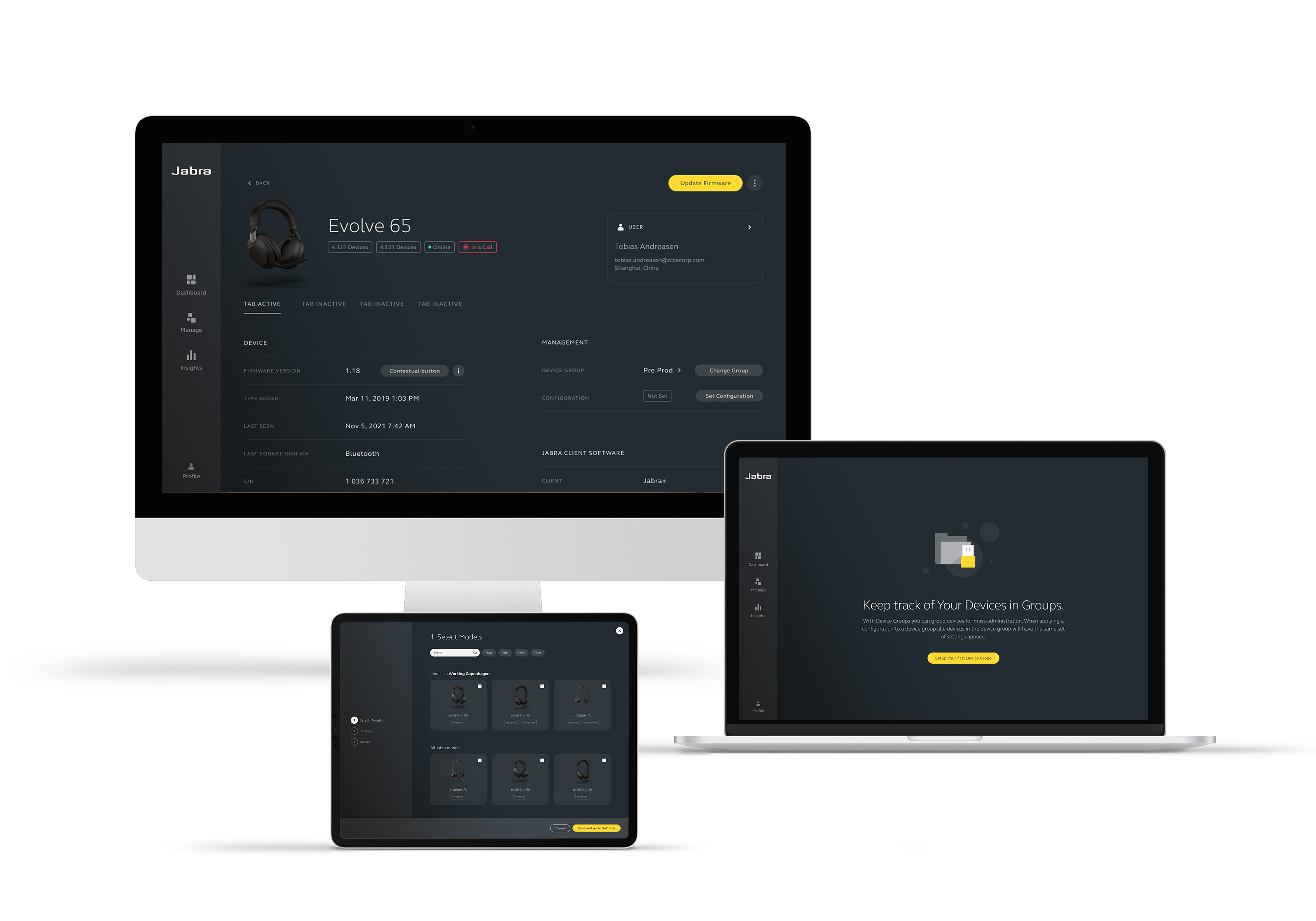 Examples of the Jabra Asset Management System