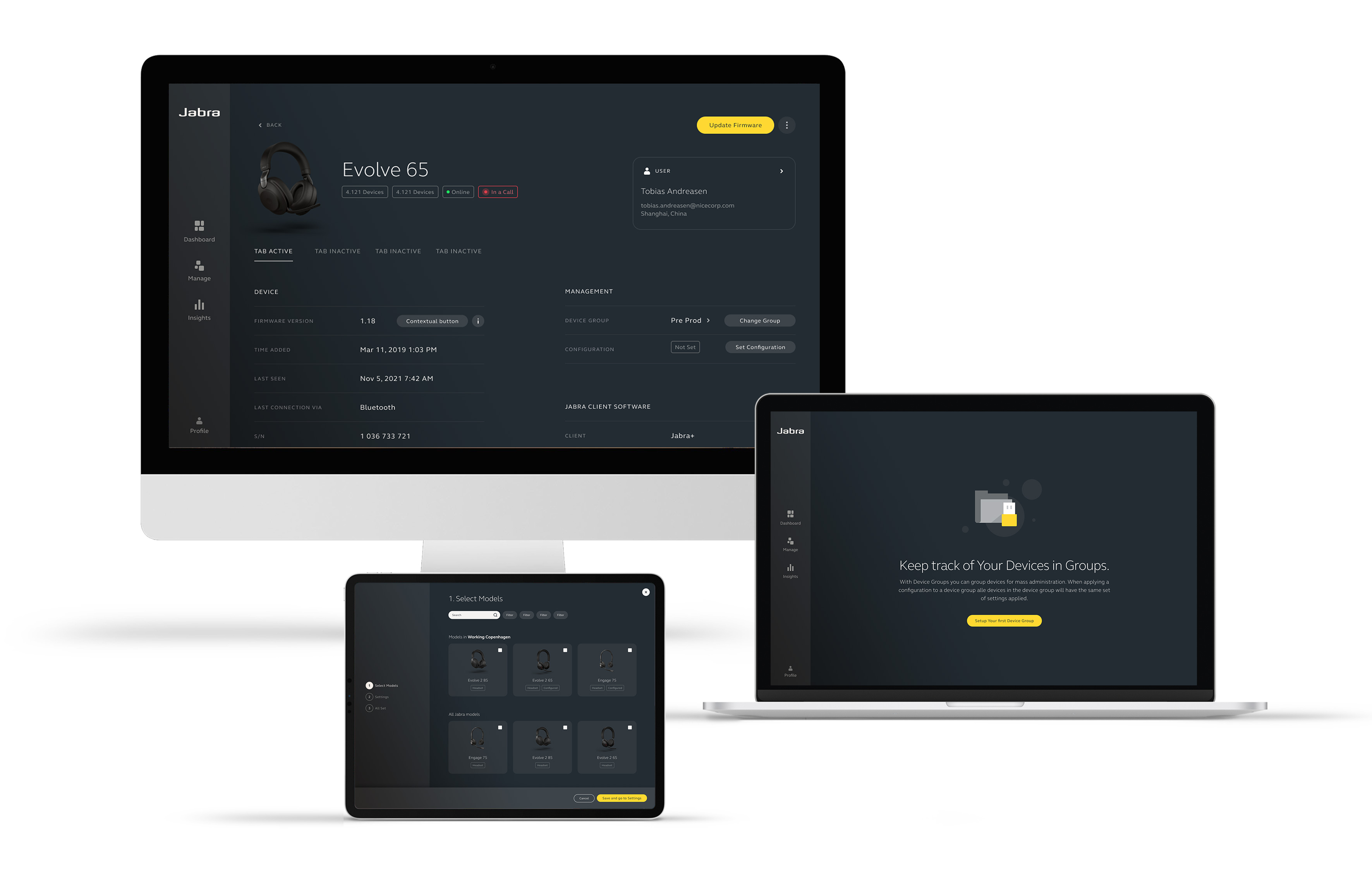 Examples of the Jabra Asset Management System